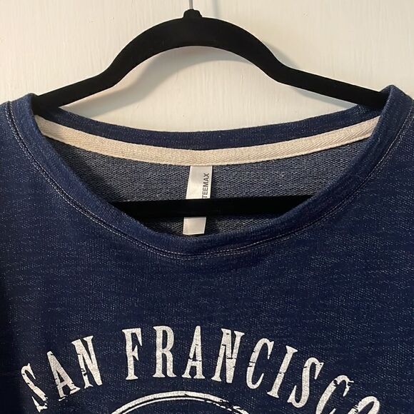 TEEMAX navy French terry “San Francisco” cropped top size Large - Picture 3 of 9